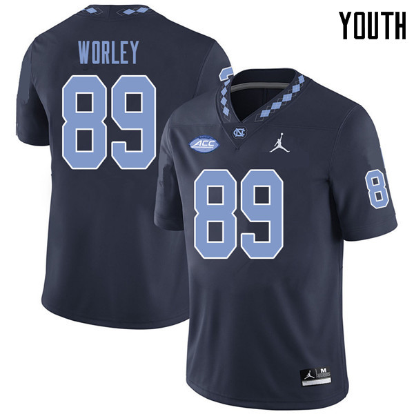 Jordan Brand Youth #89 Jared Worley North Carolina Tar Heels College Football Jerseys Sale-Navy